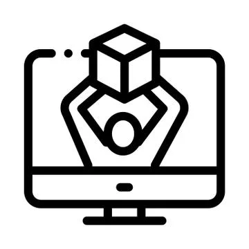 Computer receipt of parcel icon vector outline illustration Illustrazione stock