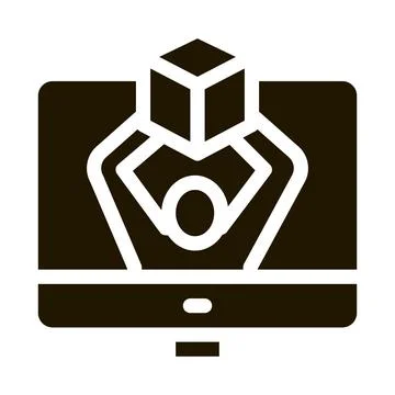 Computer receipt of parcel icon Vector Glyph Illustration Stock Illustration