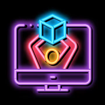 Computer receipt of parcel neon glow icon illustration 스톡 일러스트