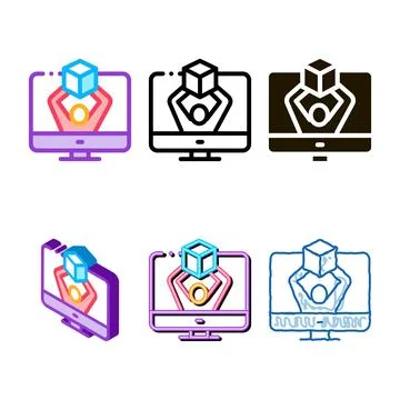 Computer receipt types of parcel icon vector outline Stock Illustration