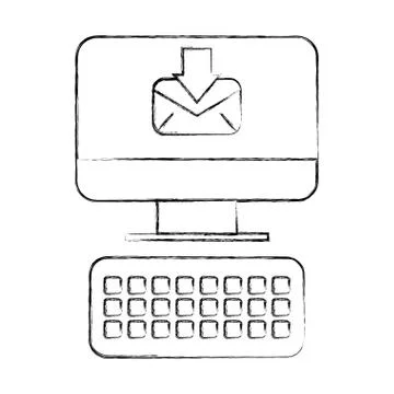 Computer receiving email message digital Stock Illustration