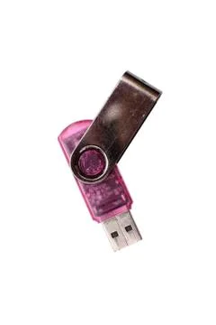 Computer red flash drive isolated on white background Foto stock