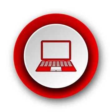 Computer red modern web icon on white background. 스톡 일러스트