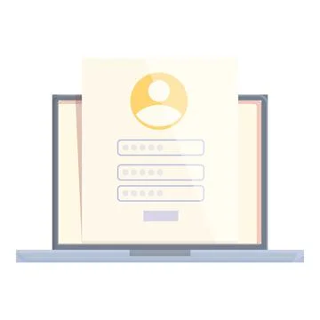 Computer register icon cartoon vector. User online Illustrazione stock