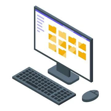 Computer remote access icon, isometric style 스톡 일러스트