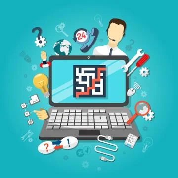 Computer remote support concept Stock Illustration