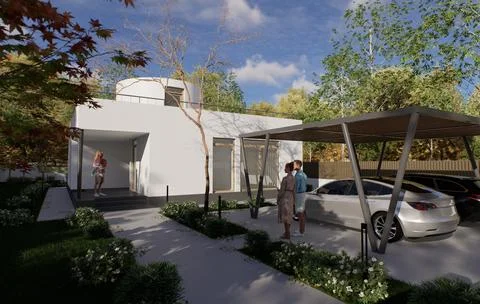 Computer render of a modern house ( A-01 ) Stock Illustration