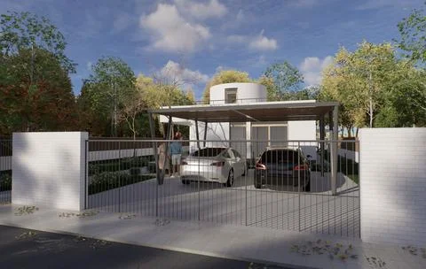 Computer render of a modern house ( A-03 ) イラスト素材