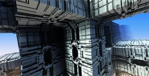Computer rendered virtual scenery Illustrazione stock