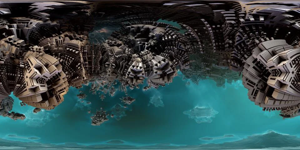 Computer rendered virtual scenery Illustrazione stock