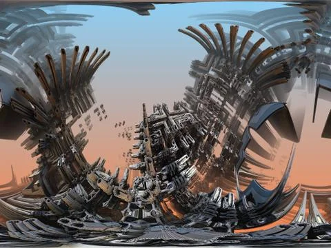 Computer rendered virtual scenery Stock Illustration