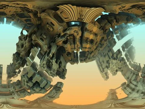 Computer rendered virtual scenery Illustrazione stock