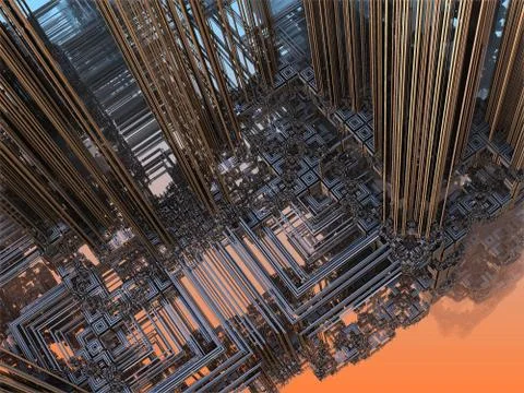 Computer rendered virtual scenery Illustrazione stock
