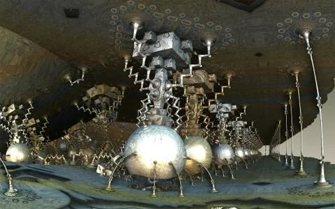 Computer rendered virtual scenery Illustrazione stock