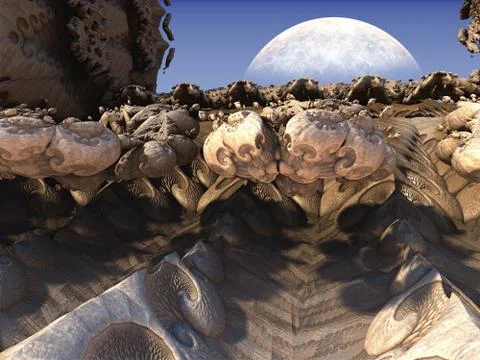 Computer rendered virtual scenery Illustrazione stock