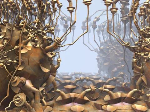 Computer rendered virtual scenery Illustrazione stock