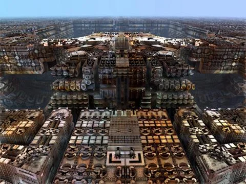 Computer rendered virtual scenery Illustrazione stock