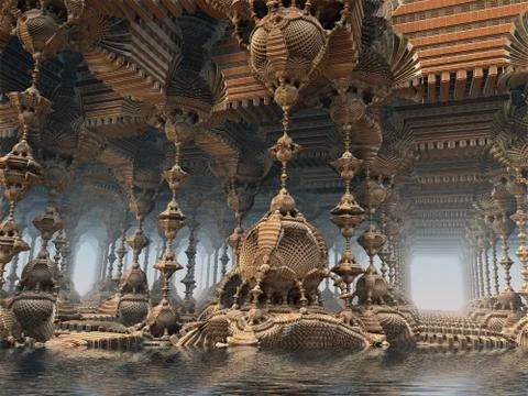 Computer rendered virtual scenery Illustrazione stock