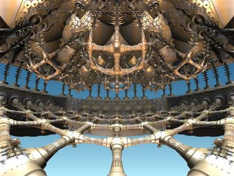 Computer rendered virtual scenery Illustrazione stock