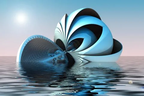 Computer rendered virtual scenery Illustrazione stock