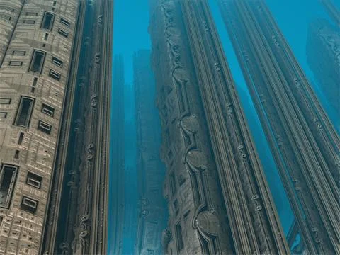Computer rendered virtual scenery Illustrazione stock