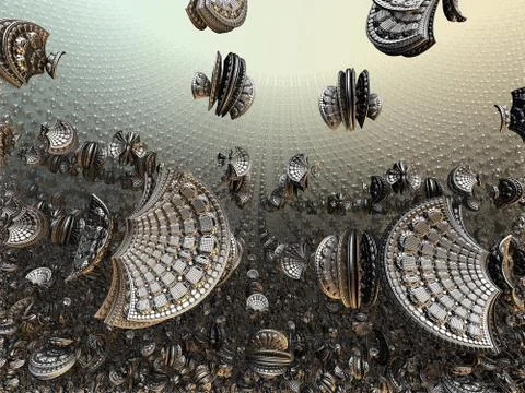 Computer rendered virtual scenery Illustrazione stock