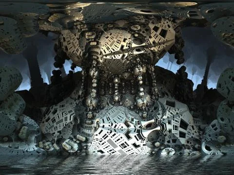 Computer rendered virtual scenery Illustrazione stock
