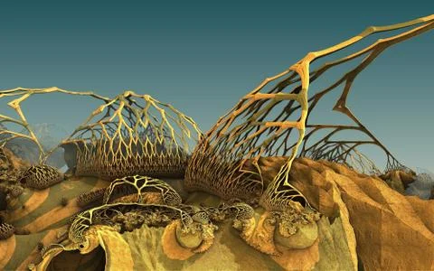 Computer rendered virtual scenery Illustrazione stock