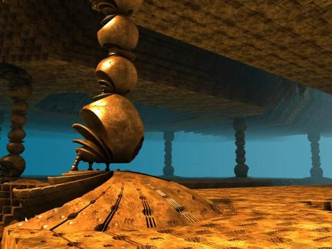 Computer rendered virtual scenery Stockillustratie