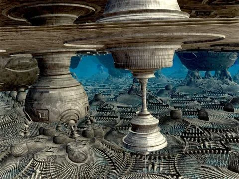 Computer rendered virtual scenery Illustrazione stock