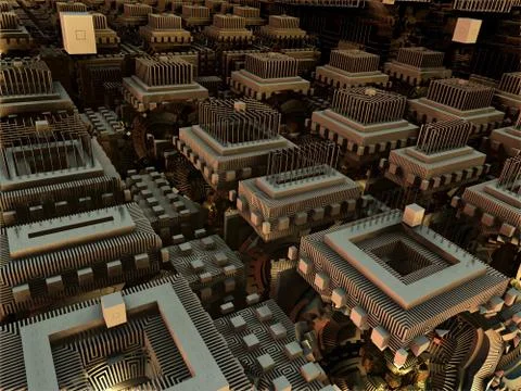Computer rendered virtual scenery Illustrazione stock