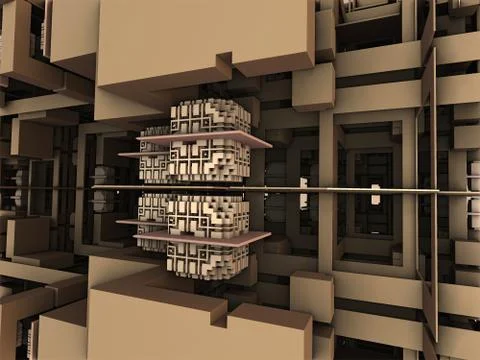 Computer rendered virtual scenery Illustrazione stock