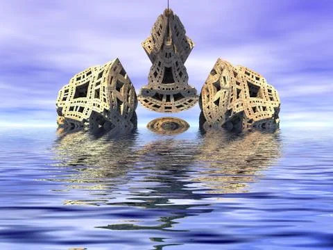 Computer rendered virtual scenery Illustrazione stock