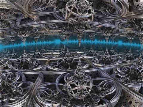 Computer rendered virtual scenery Illustrazione stock