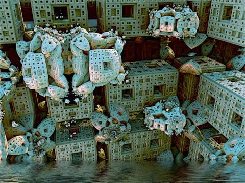 Computer rendered virtual scenery Illustrazione stock