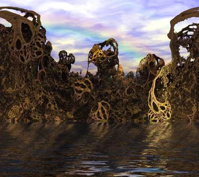 Computer rendered virtual scenery Stock Illustration