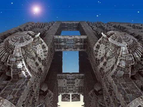 Computer rendered virtual scenery Illustrazione stock