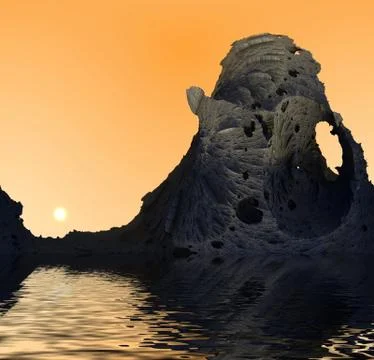 Computer rendered virtual scenery Illustrazione stock