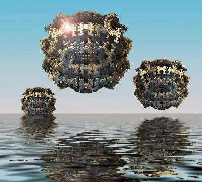 Computer rendered virtual scenery Illustrazione stock