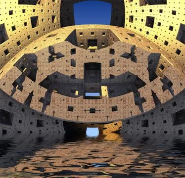 Computer rendered virtual scenery Illustrazione stock