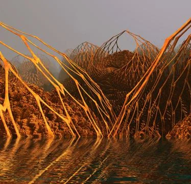 Computer rendered virtual scenery Stock Illustration