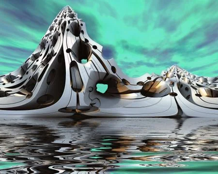 Computer rendered virtual scenery Illustrazione stock