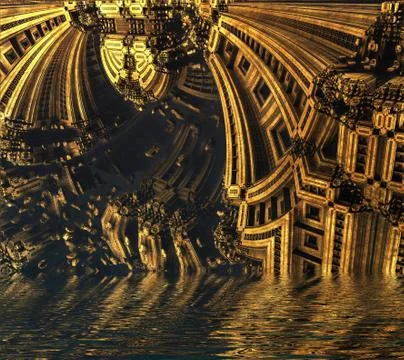 Computer rendered virtual scenery Illustrazione stock
