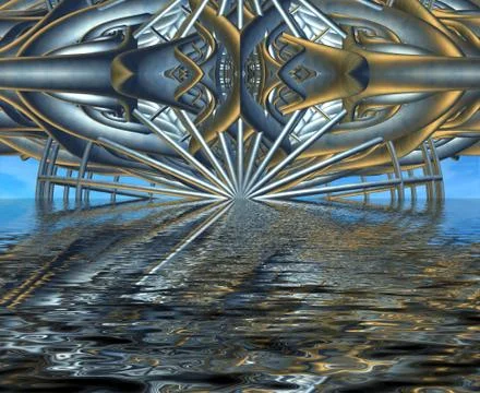 Computer rendered virtual scenery Illustrazione stock