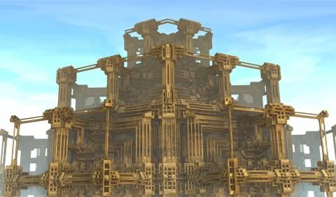 Computer rendered virtual scenery Illustrazione stock