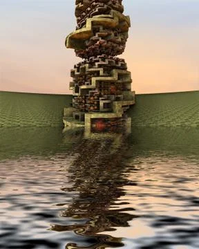 Computer rendered virtual scenery Illustrazione stock