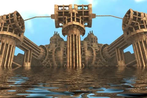 Computer rendered virtual scenery Stock Illustration