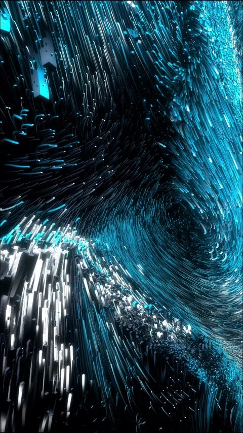 Computer-rendered visual particle wave art Stock Footage 315890555