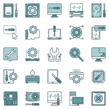 Computer Repair and Maintenance vector creative icons Stock Illustration