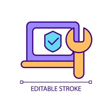 Computer repair and setup RGB color icon 스톡 일러스트